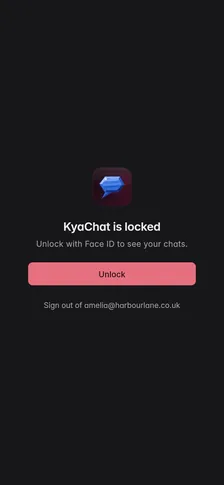 KyaChat locked on a phone, asking for Face ID